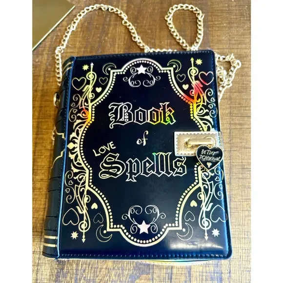 🔥 Betsey Johnson Kitsch Book of Spells Black Crossbody Bag BJ33645F Pristine - Picture 3 of 12